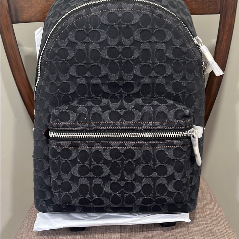 Authentic NWT COACH Denim Charter Signature Denim Backpack Great gift!